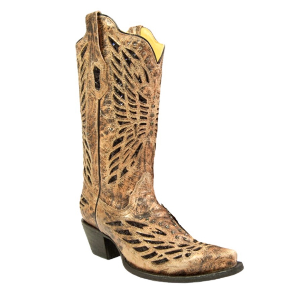 Corral Sequin Butterfly Cowgirl Boots Bronze/Black 6.5